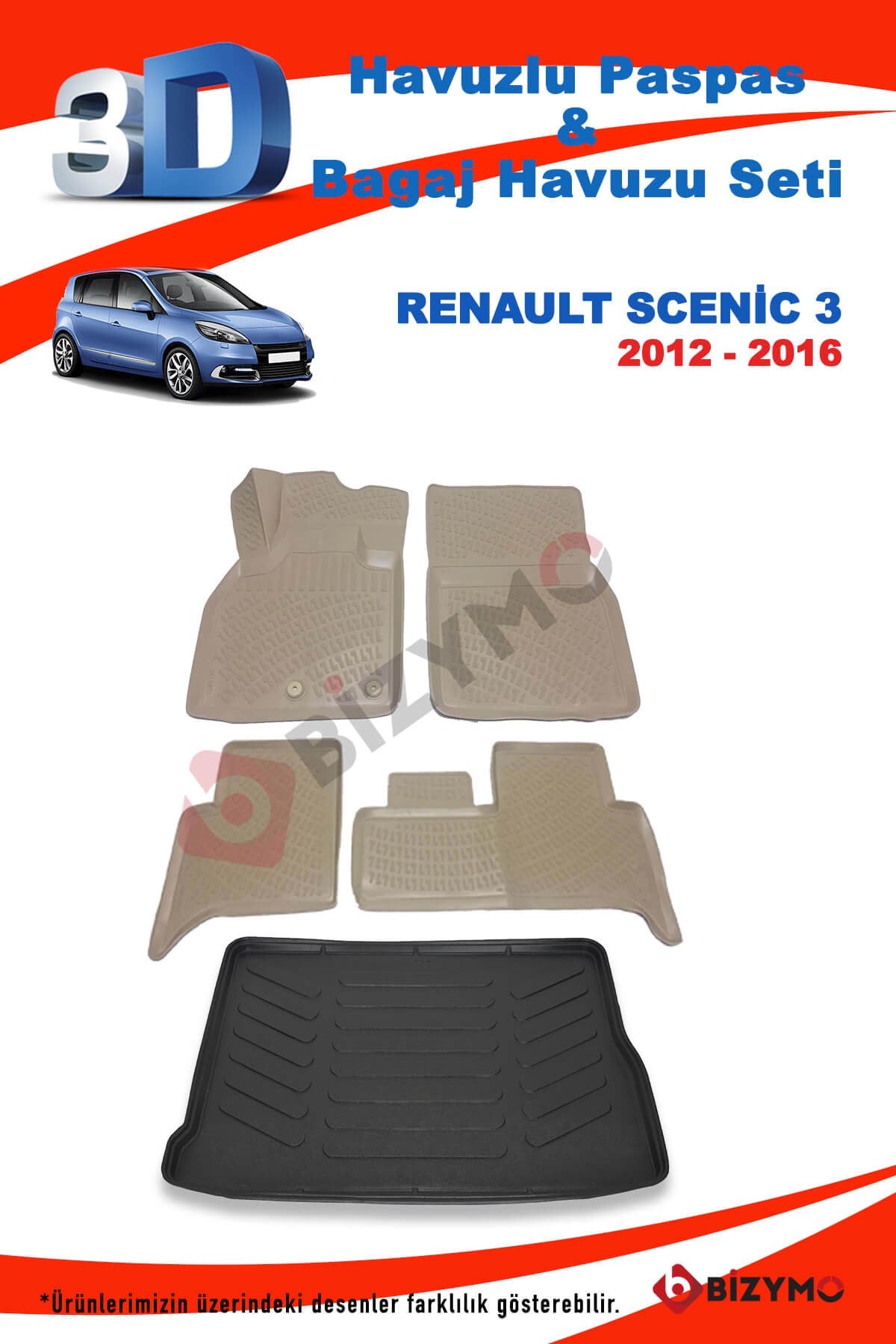 Renault Scenic 3 2012-2016 Bej Paspas Ve Bagaj Havuzu Seti