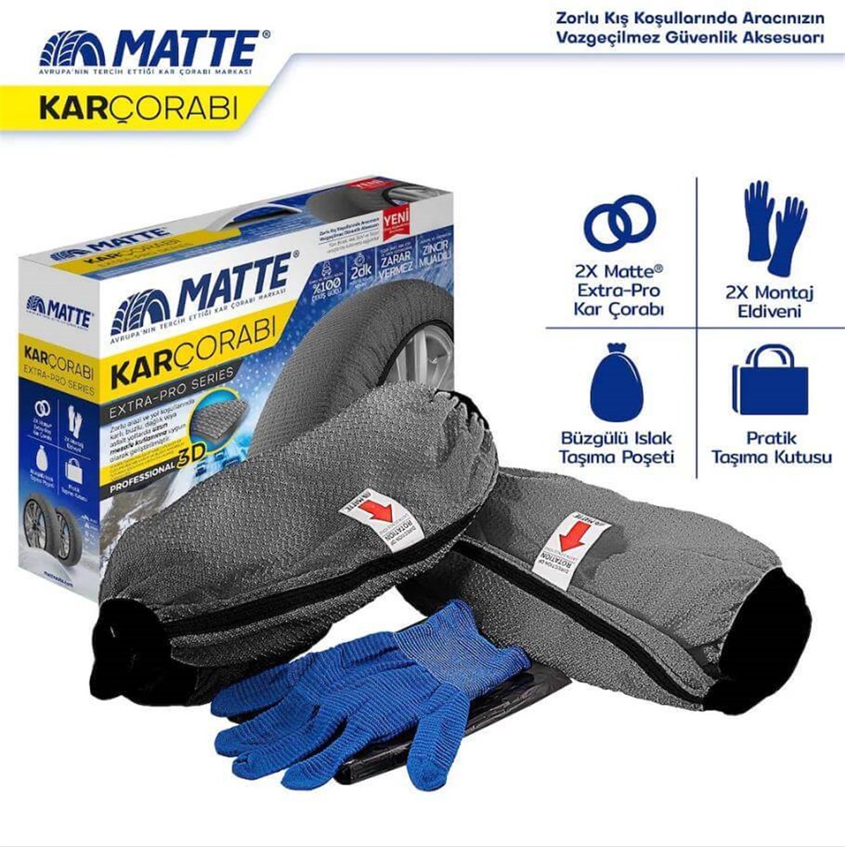 235/55 R16 Matte Extra Pro Serisi Kar Çorabı - Bizim Oto