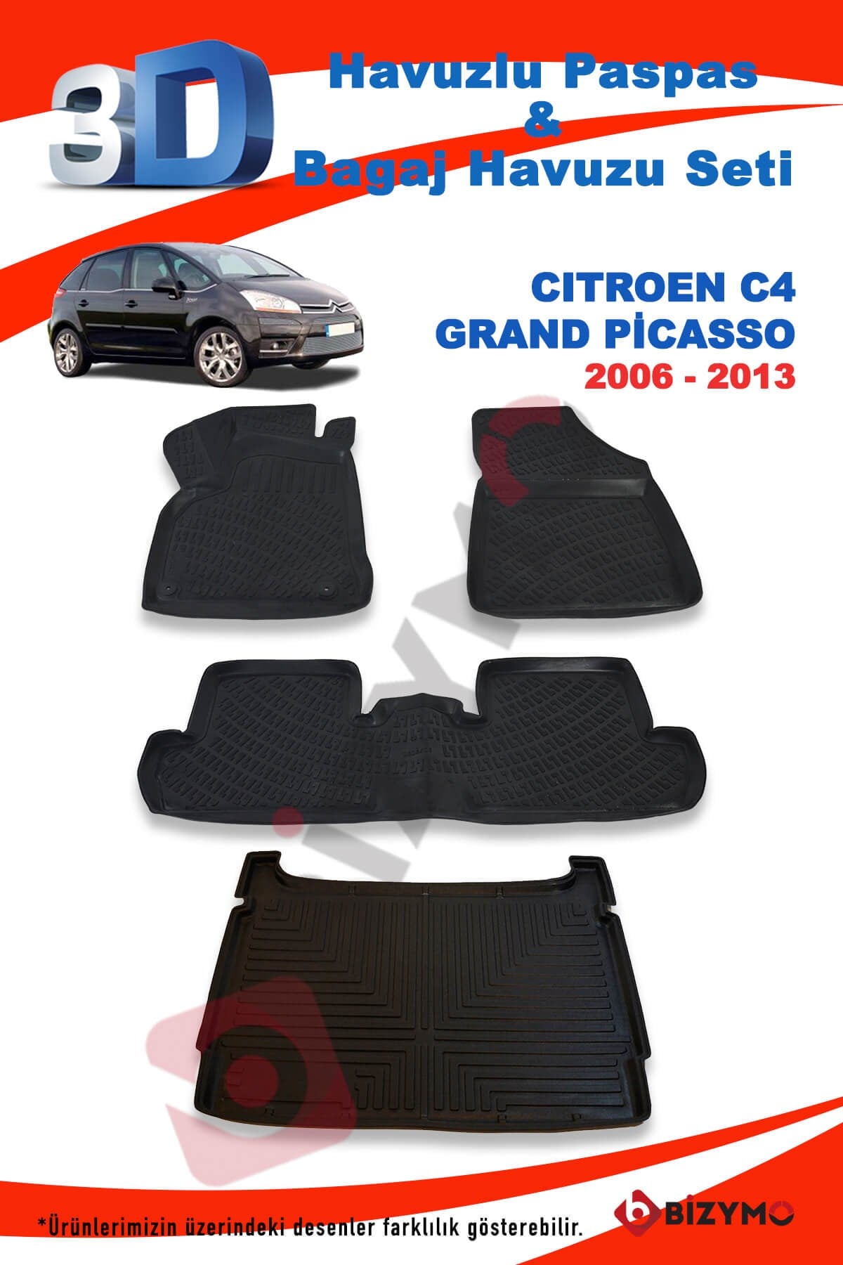 Citroen C4 Grand Picasso 2006-2013 Paspas ve Bagaj Havuzu Seti