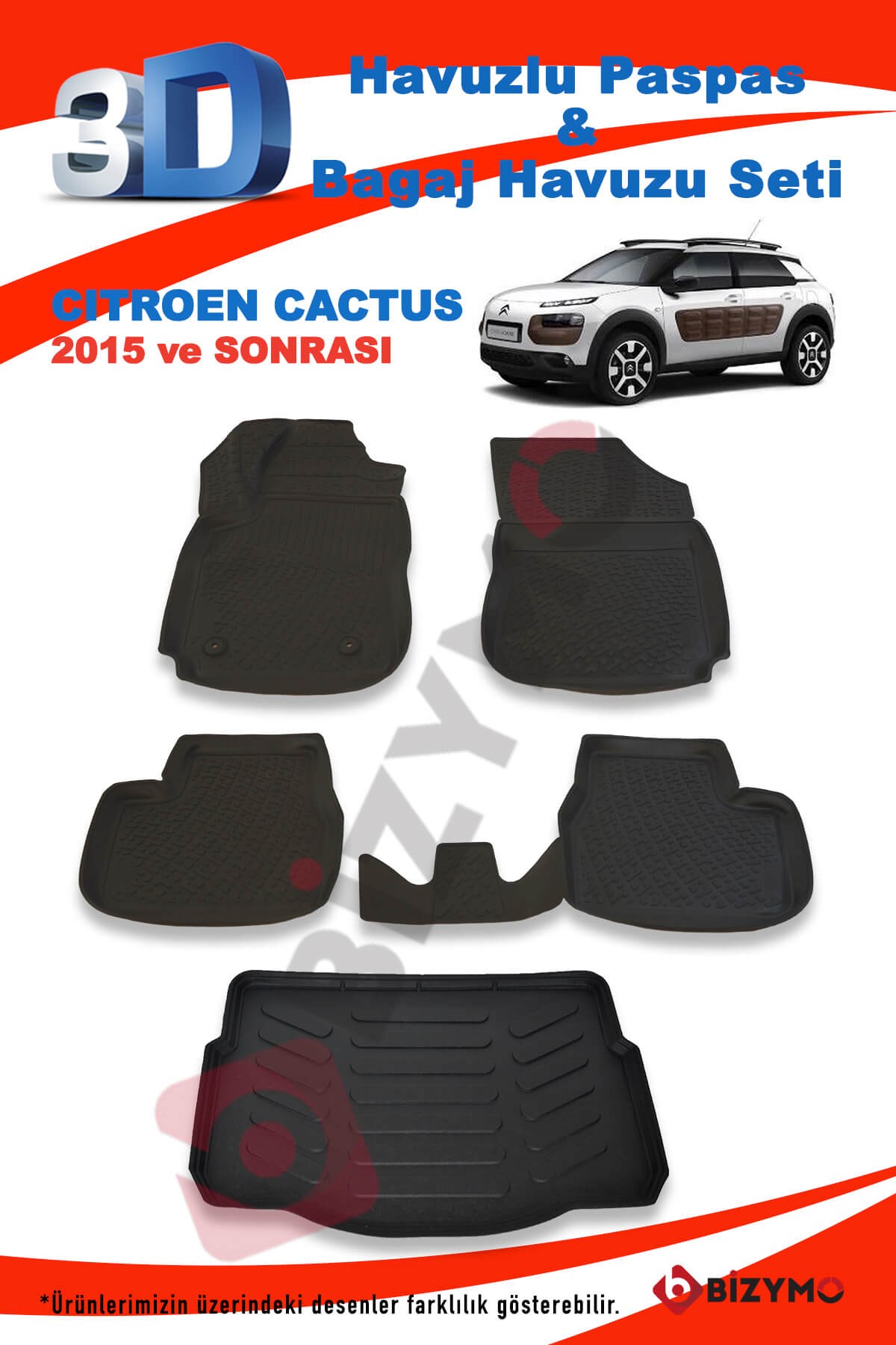Citroen Cactus 2015 Ve Sonrası Paspas Ve Bagaj Havuzu Seti