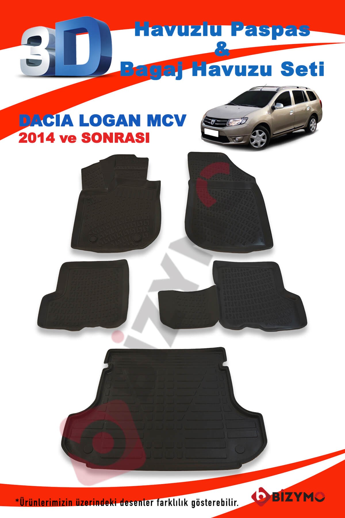 Dacia Logan Mcv 2014 Ve Sonrası Paspas Ve Bagaj Havuzu Seti