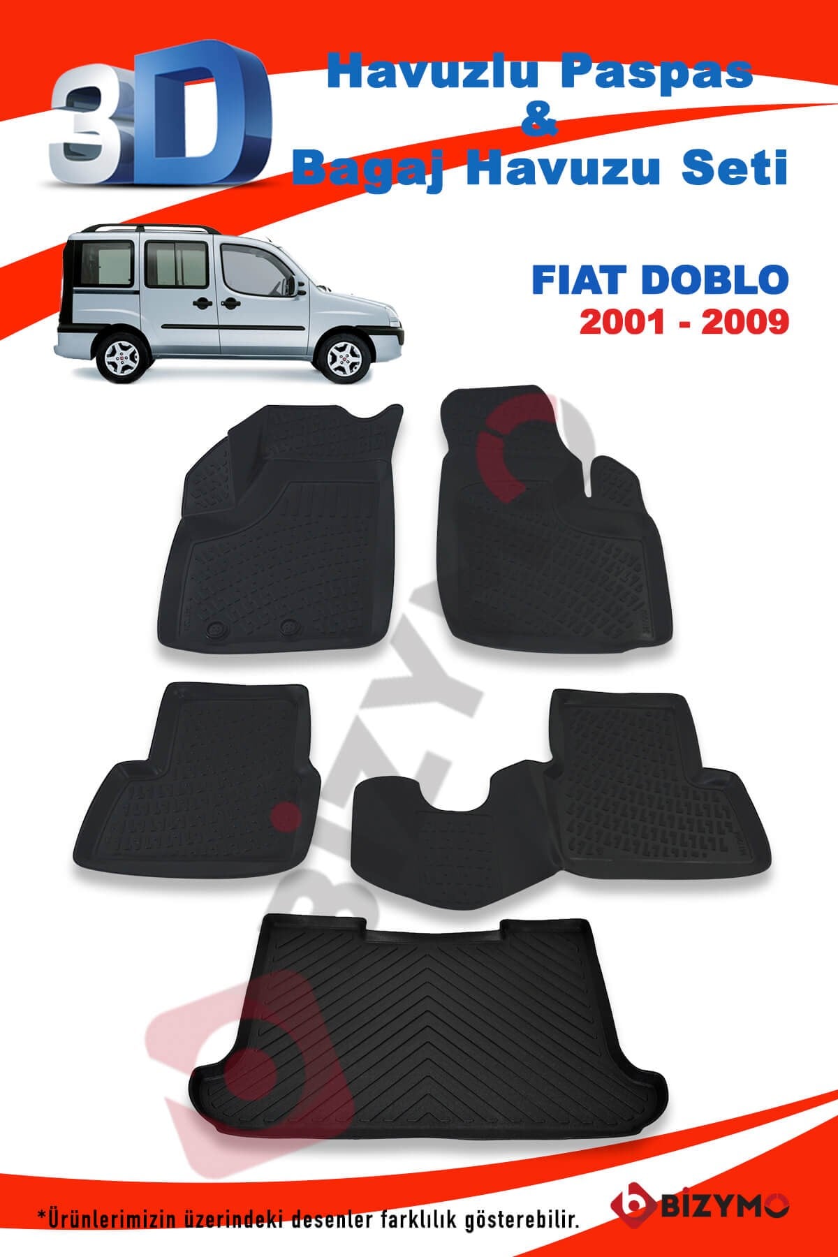 Fiat Doblo 2001-2009 Paspas Ve Bagaj Havuzu Seti