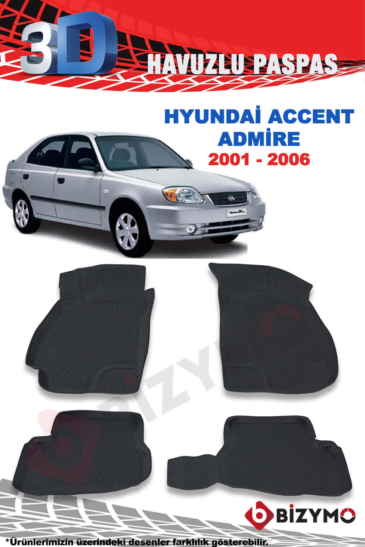 Hyundai Accent Admire 2001-2006 3D Paspas Takımı Bizymo - Bizim Oto