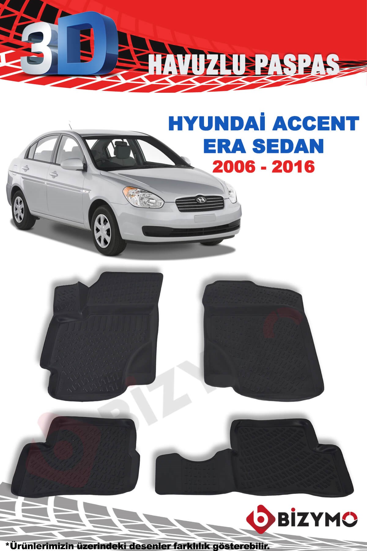 Hyundai Accent Era Sedan 2006-2016 3D Paspas Takımı Bizymo - Bizim Oto