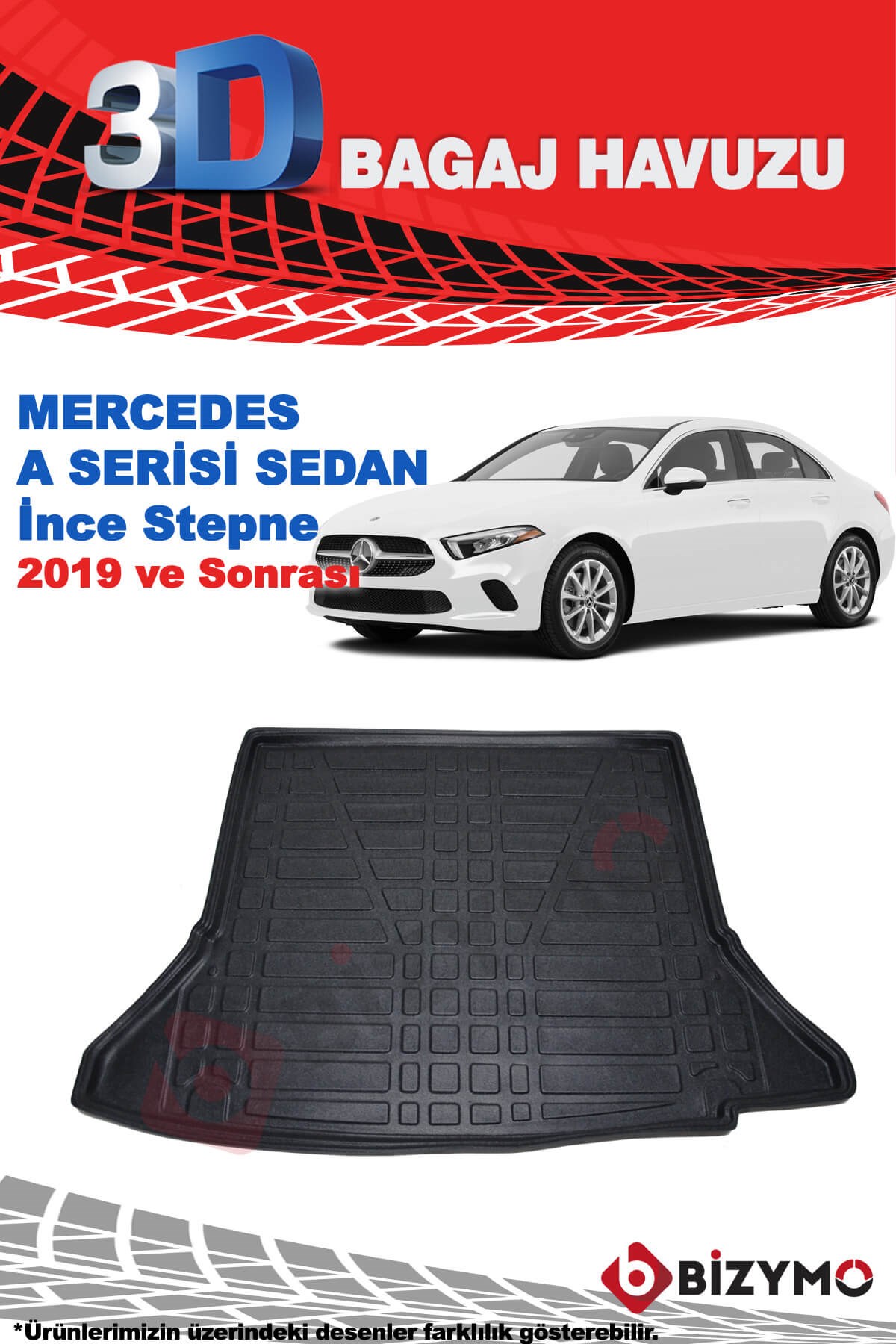 Mercedes A Serisi Sedan Stepneli 2019+ 3D Bagaj Havuzu Bizymo