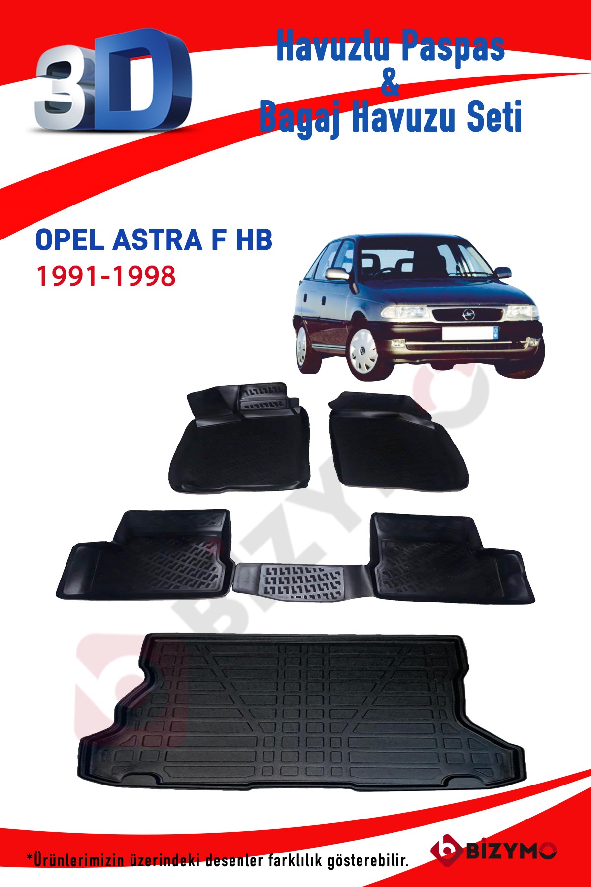 Opel Astra F HB 1991-1998 3D Paspas ve Bagaj Havuzu Seti Bizymo - Bizim Oto