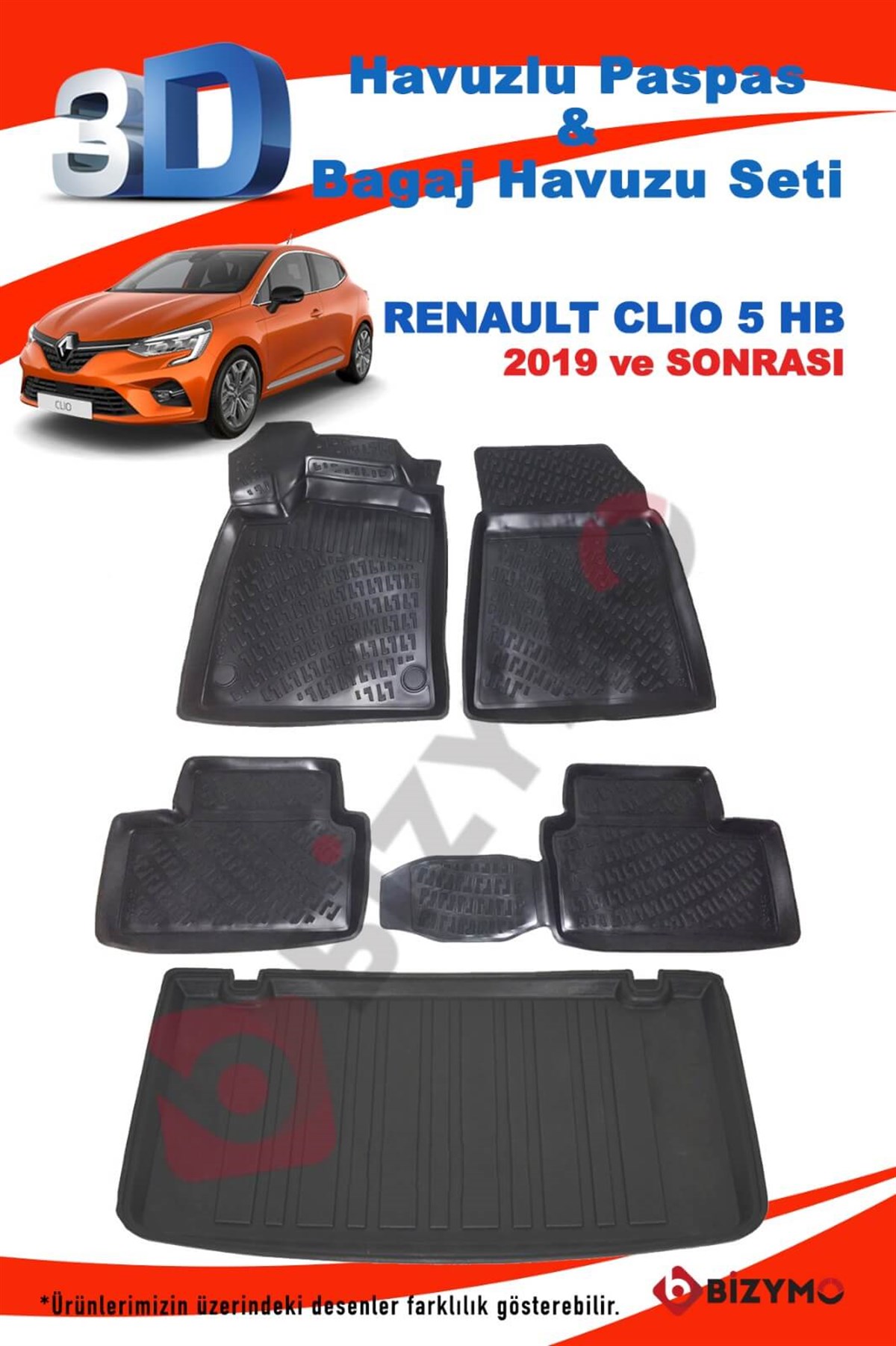 Renault Clio 5 Hb 2019 Ve Sonrası Paspas Ve Bagaj Havuzu Seti - Bizim Oto