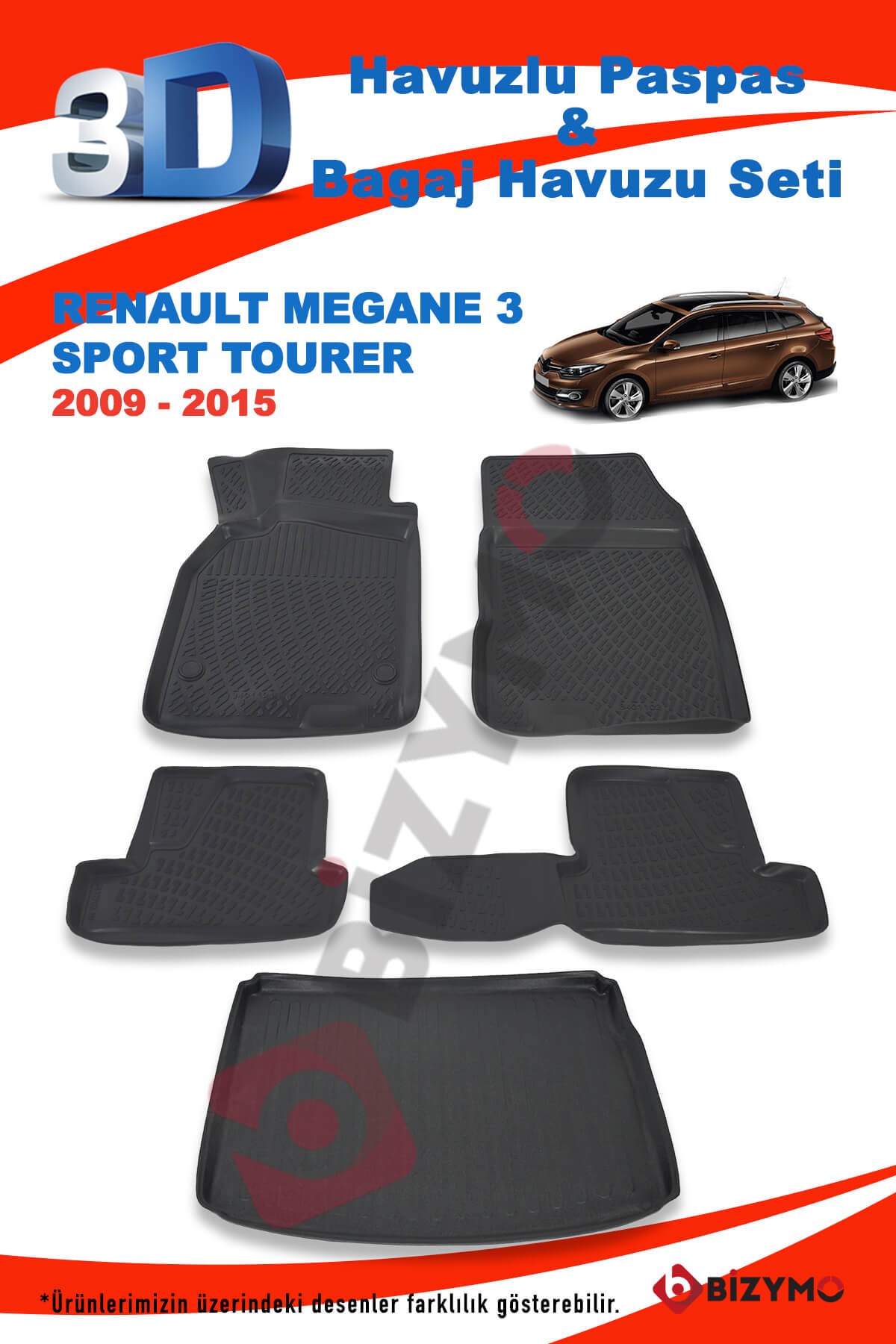 Renault Megane 3 Sport Tourer 2009-2015 Paspas Ve Bagaj Havuzu Seti - Bizim  Oto
