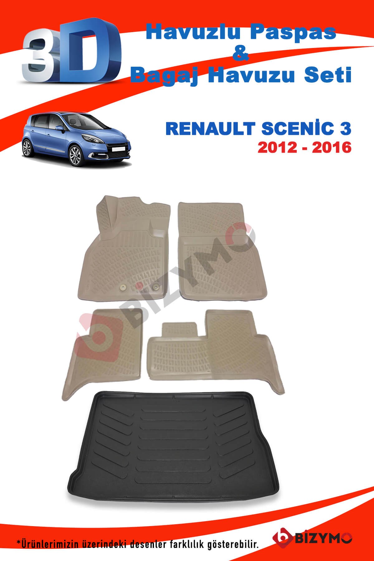 Renault Scenic 3 2012-2016 Bej Paspas Ve Bagaj Havuzu Seti
