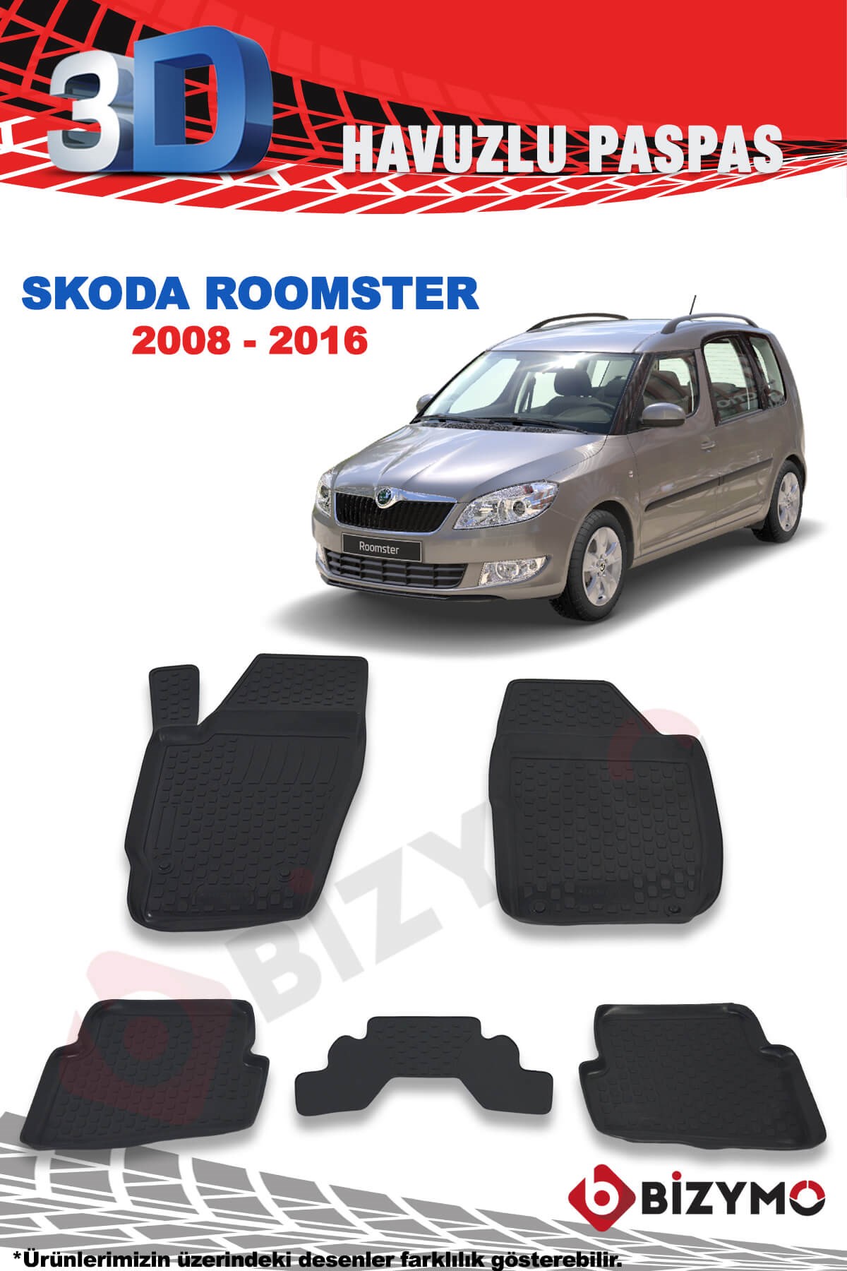 Skoda Roomster 2008-2016 3D Paspas Takımı Bizymo - Bizim Oto