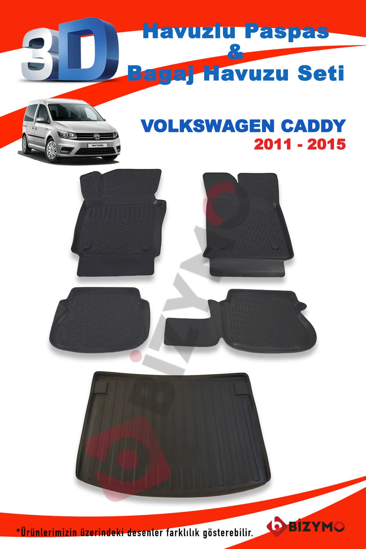 Volkswagen Caddy 2011-2015 Paspas Ve Bagaj Havuzu Seti - Bizim Oto
