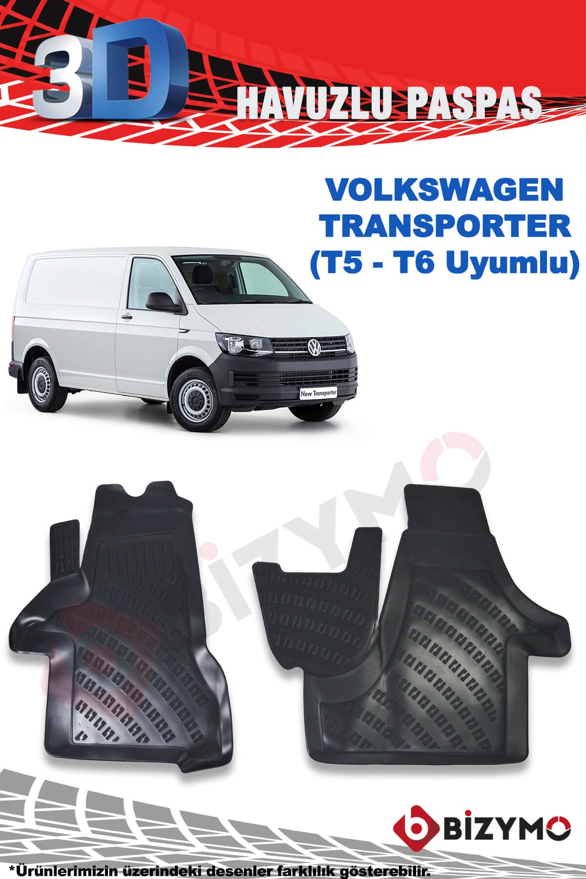 Volkswagen Transporter T5 ve T6 Uyumlu 3D Paspas Takımı Bizymo - Bizim Oto