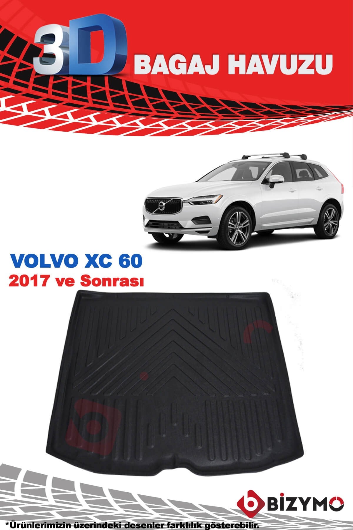 Volvo XC60 Suv 2017 ve Sonrası 3D Bagaj Havuzu Bizymo