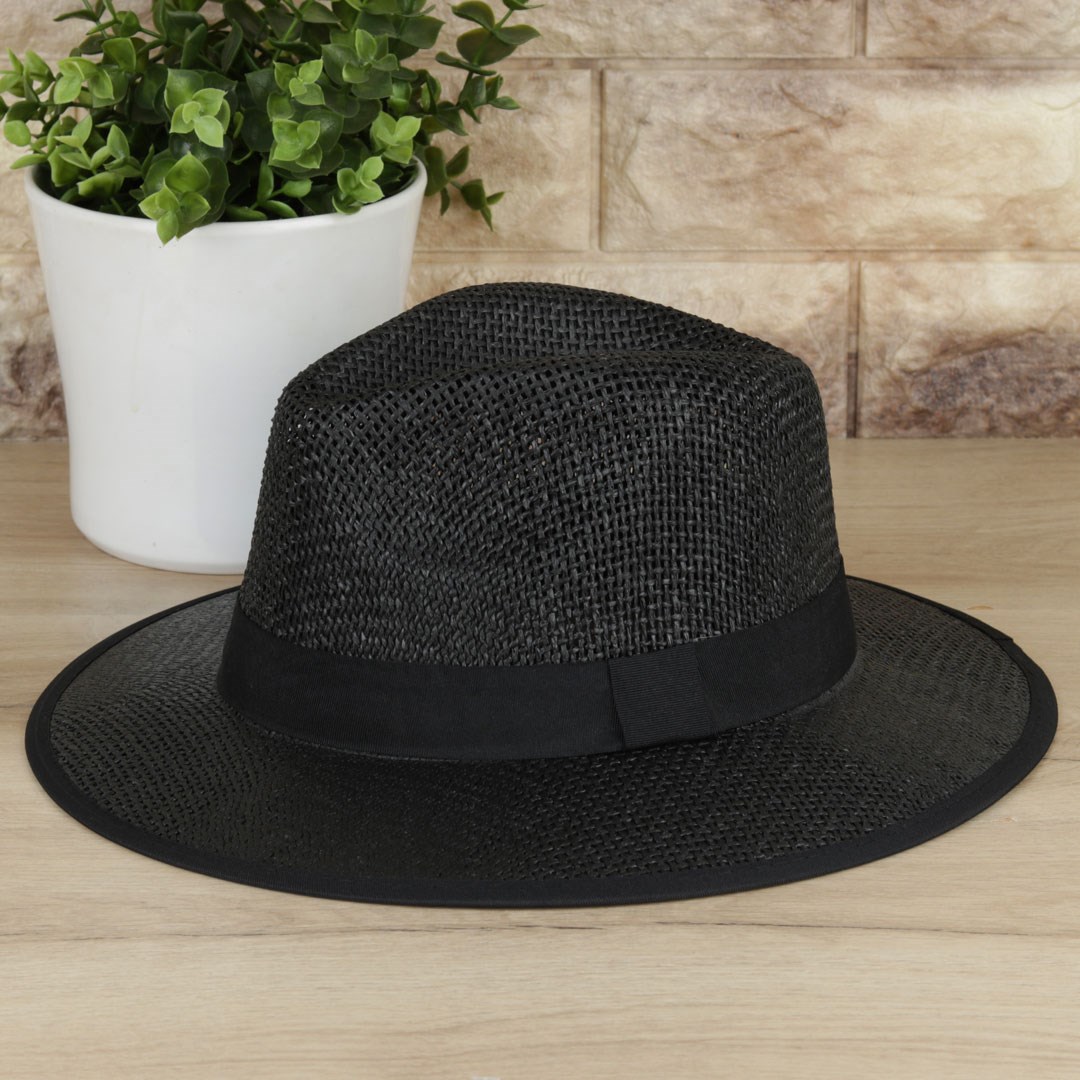 Yazlık Siyah Hasır Panama Erkek Fötr Şapka
