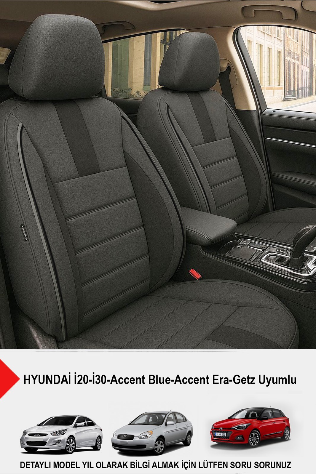 Oniks Füme Oto Koltuk Kılıfı (HYUNDAİ İ20-İ30-Accent-Blue-Era-Getz Uyumlu)