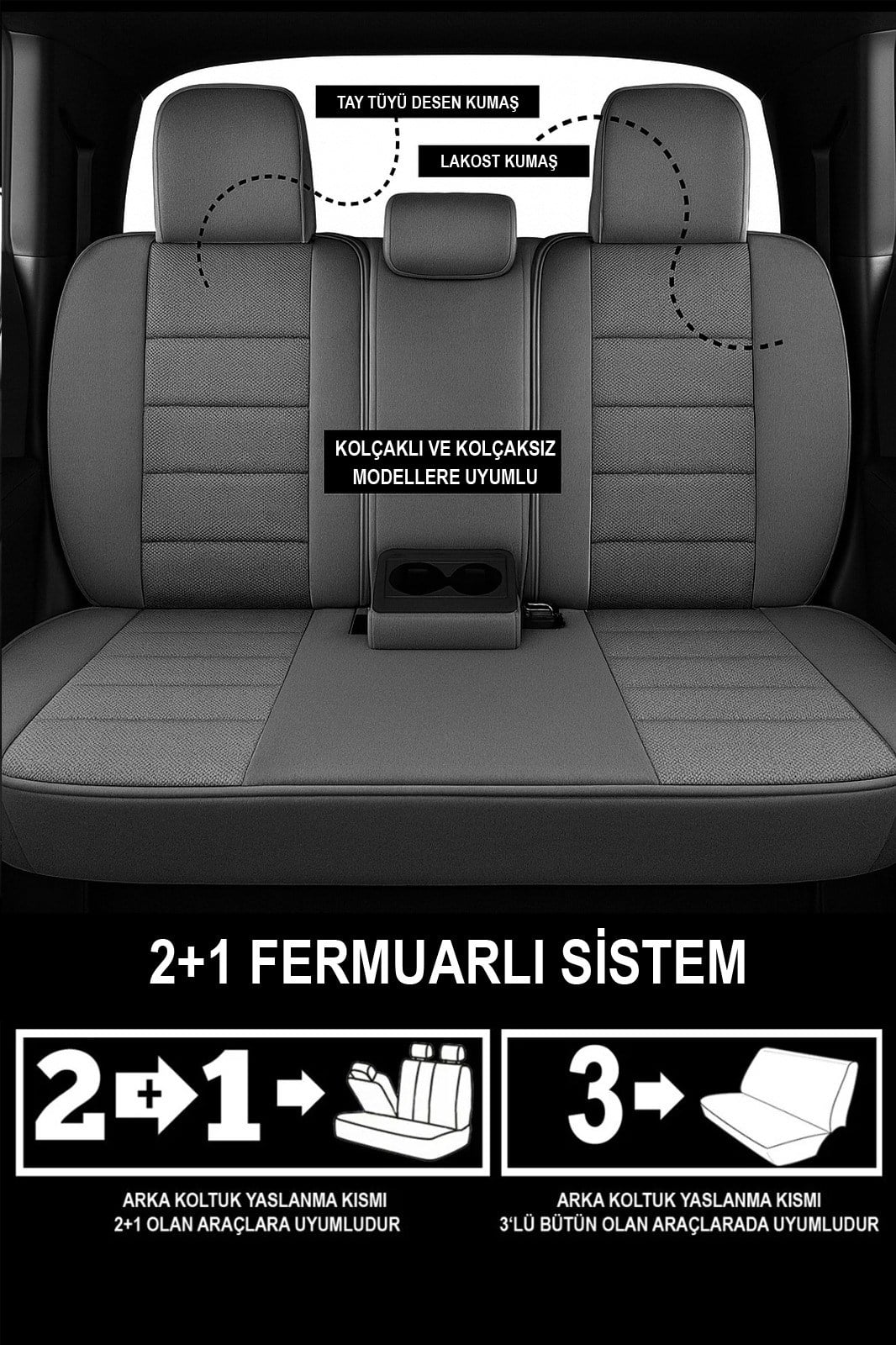 Oniks Füme Oto Koltuk Kılıfı (PEUGEOT 206-207-208-306-307-407 Uyumlu)