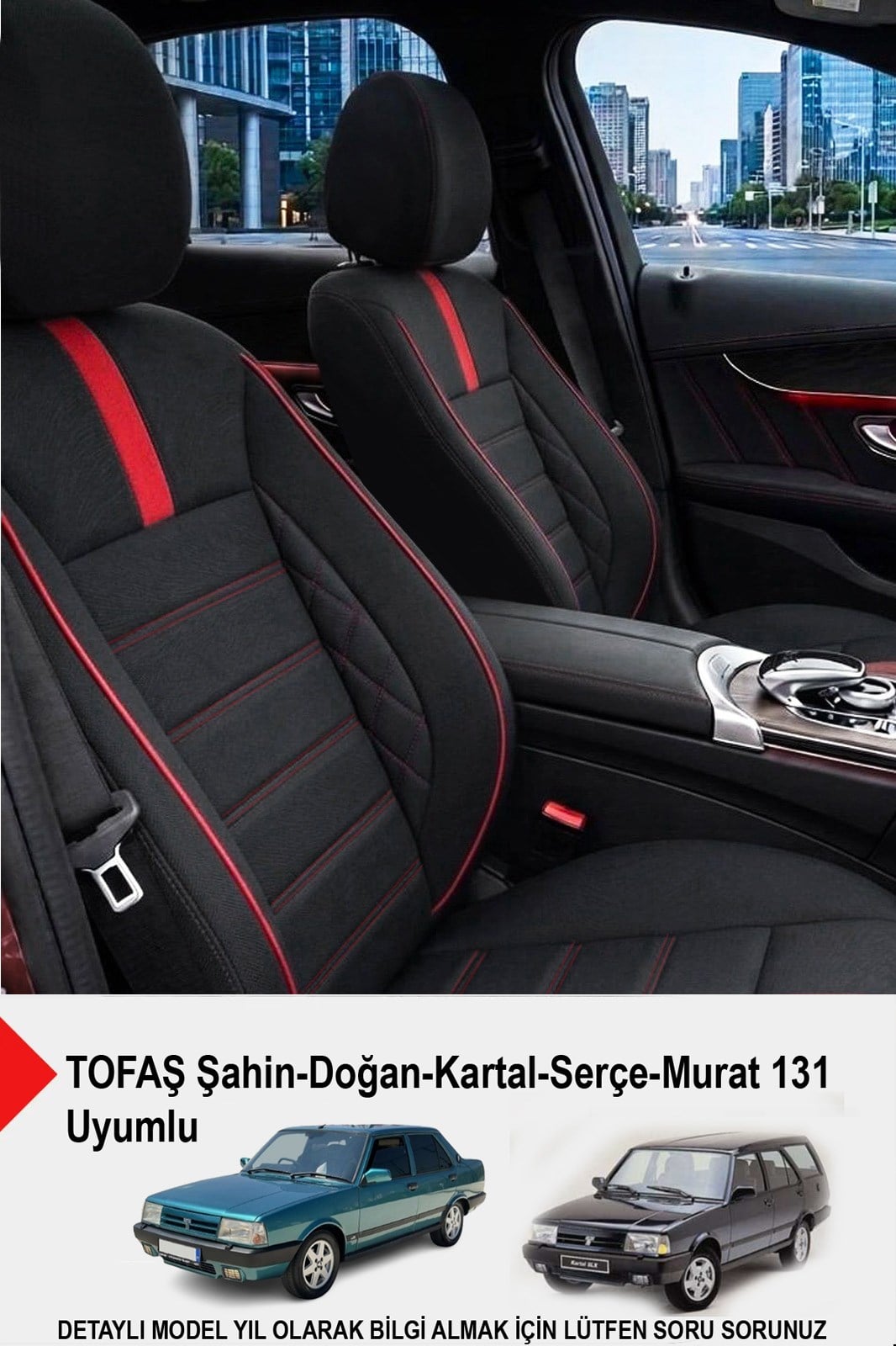 Oniks Kırmızı Tay Tüyü Oto Koltuk Kılıfı (TOFAŞ Kartal-Şahin-Doğan-Serçe-Tempra Uyumlu)