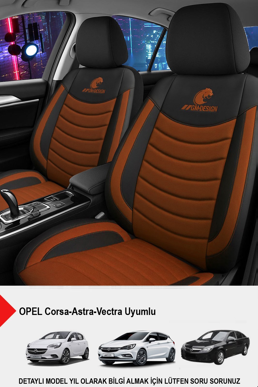 Panther Serisi Taba Keten Kumaş Oto Koltuk Kılıfı (Opel Corsa-Astra-Vectra Uyumlu)