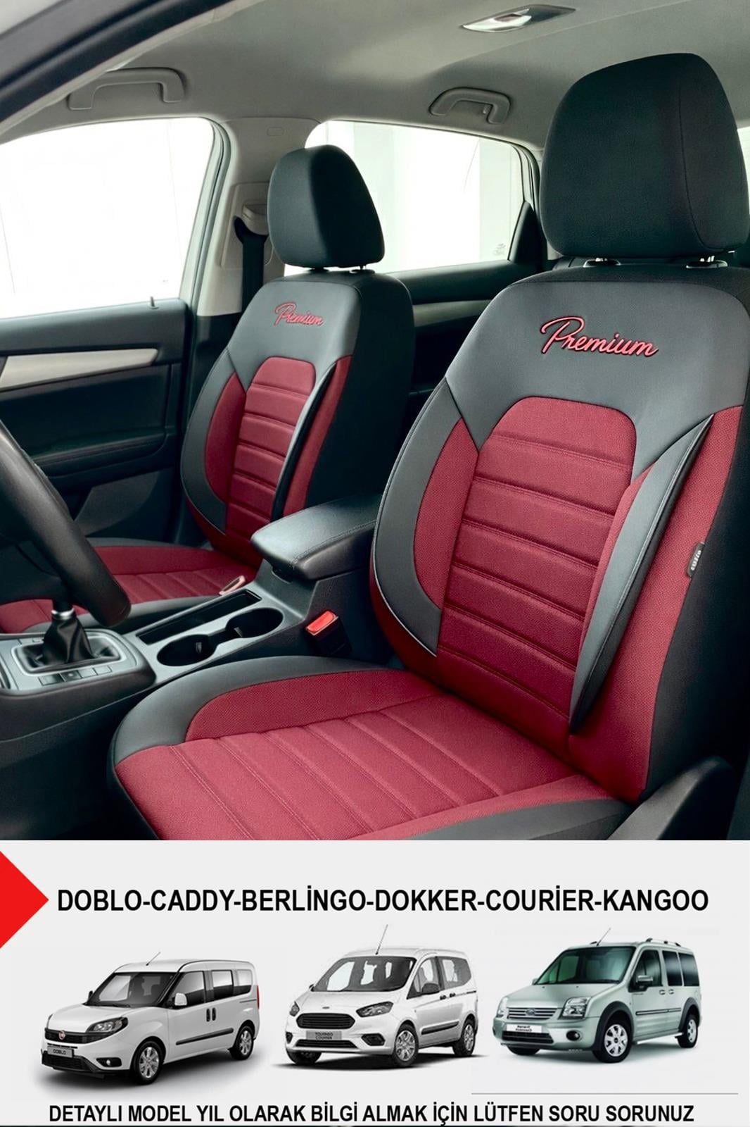 Premium Serisi Lüks Keten Bordo Üniversal Ticari Oto Koltuk Kılıfı (DOBLO-CADDY-BERLİNGO-DOKKER-COURİER-KANGOO UYUMLU)