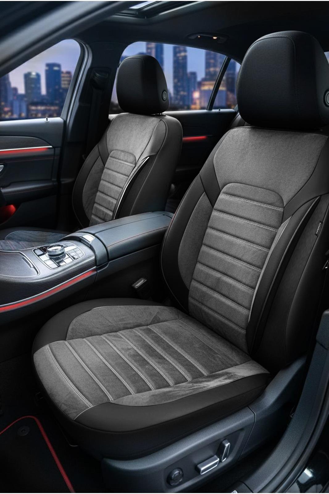 Alcantara Serisi Lüks Üniversal Füme Oto Koltuk Kılıfı - 5 Kotuk Tam Set