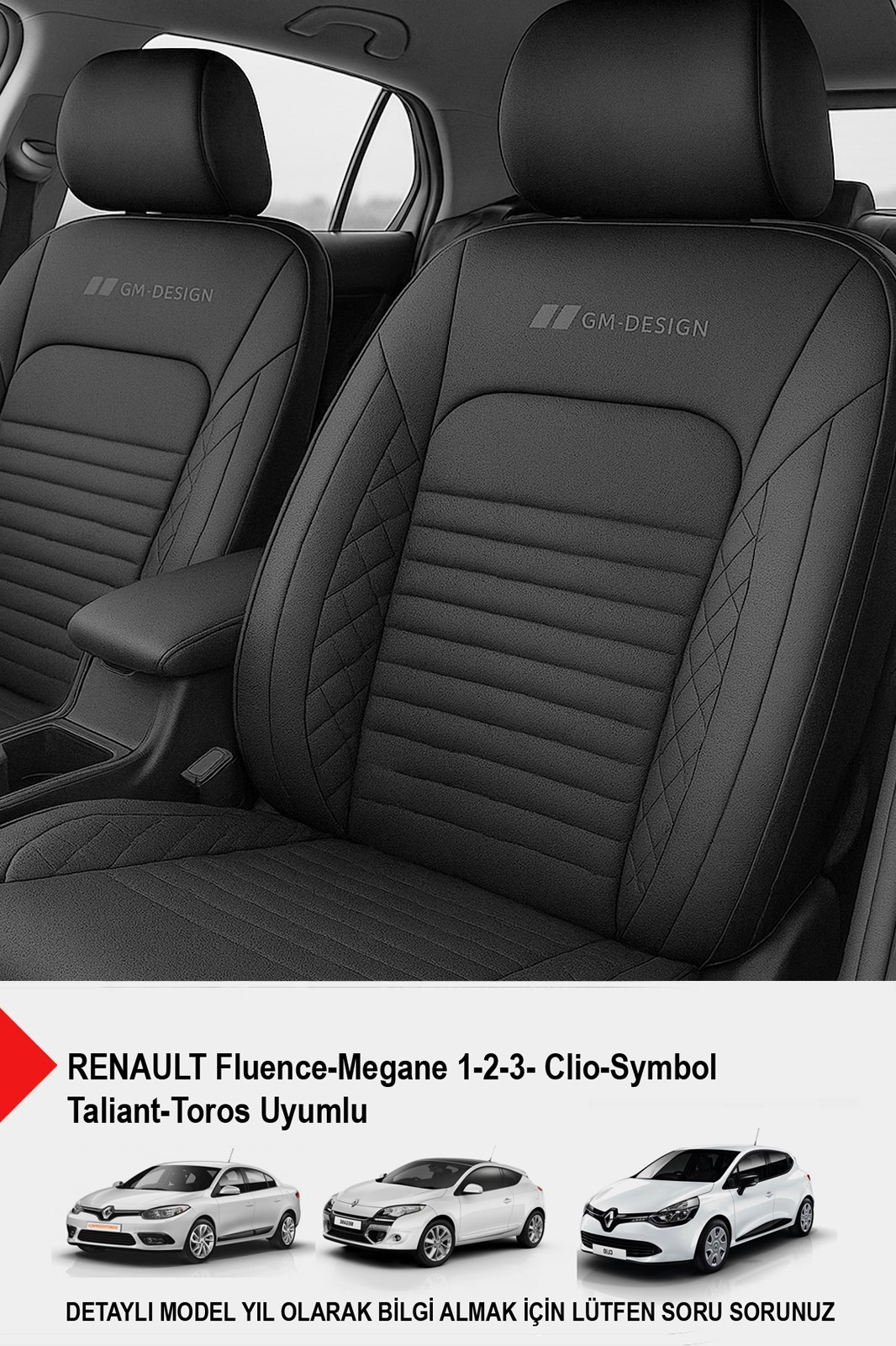 İstanbul Serisi Deri Oto Koltuk Kılıfı (RENAULT Fluence-Megan 1-2-3-Clio-Symbol-Tailant-Toros)