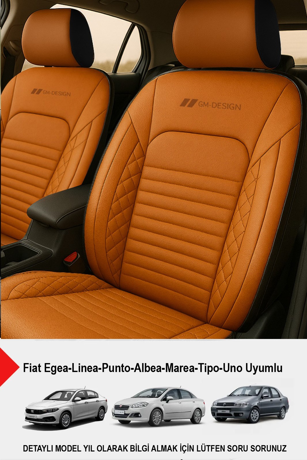 İstanbul Taba Serisi Deri Oto Koltuk Kılıfı (FİAT Egea-Linea-Punto-Albea-Marea-Tipo-Uno Uyumlu)