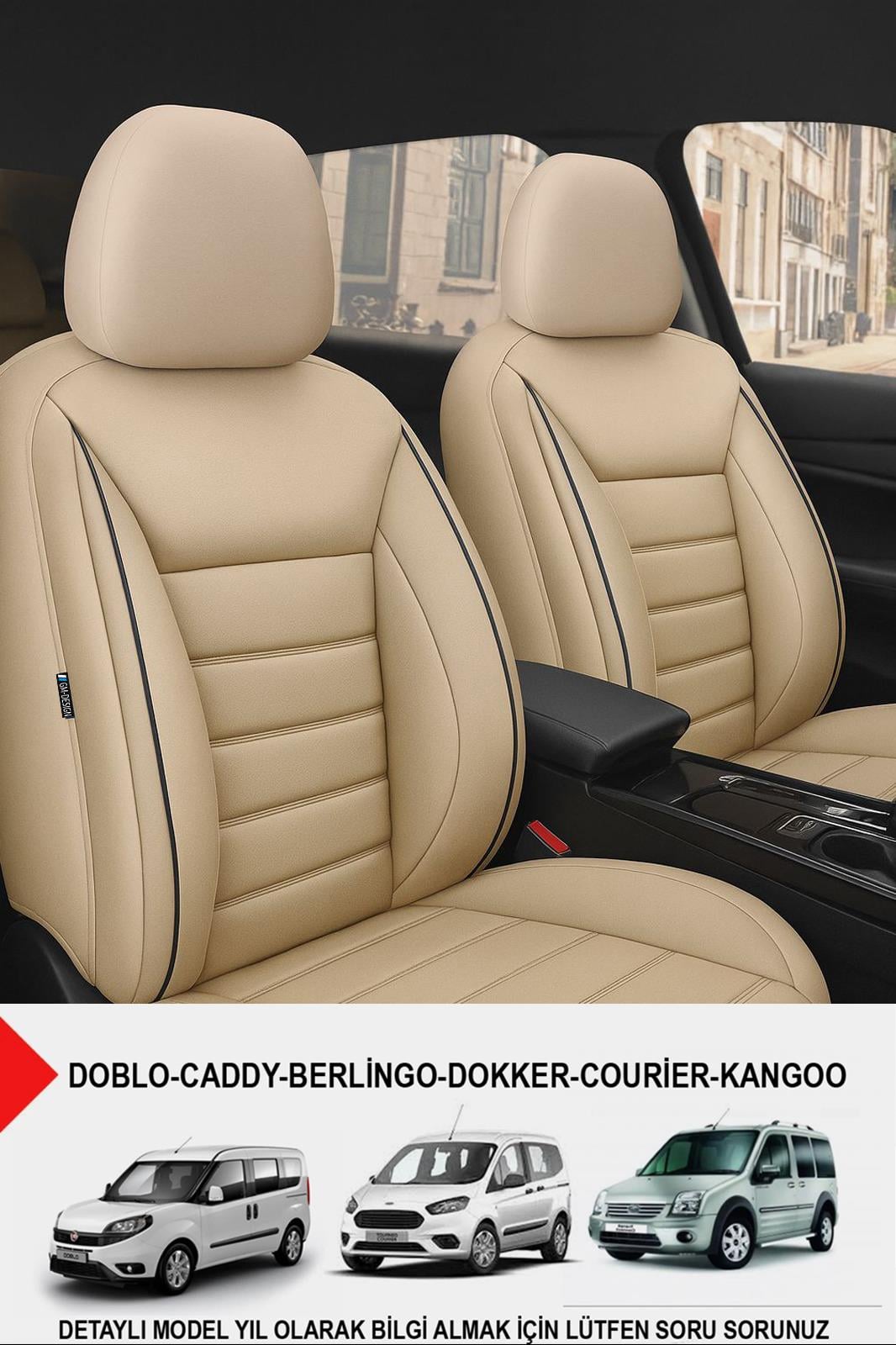 Jet Deri Bej Üniversal Ticari Oto Koltuk Kılıfı(DOBLO-CADDY-BERLİNGO-DOKKER-COURİER-KANGOO)