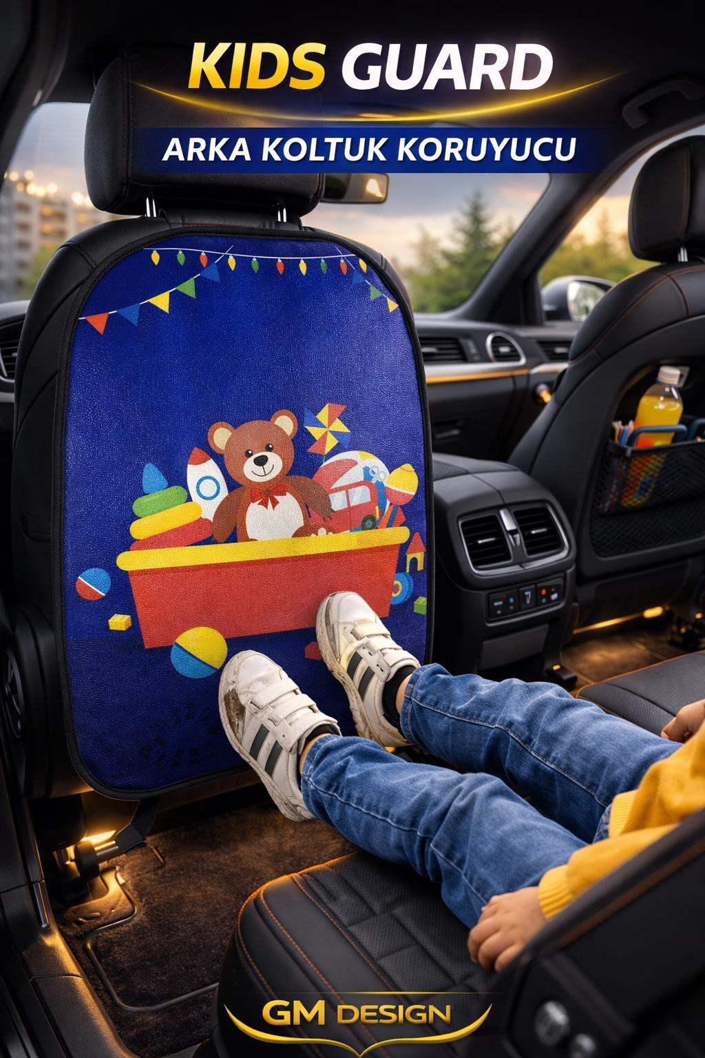Kids Guard Eğlenceli Oyuncak Kutusu Oto Koltuk Arkası Koruyucu – Su Geçirmez - Leke Tutmaz