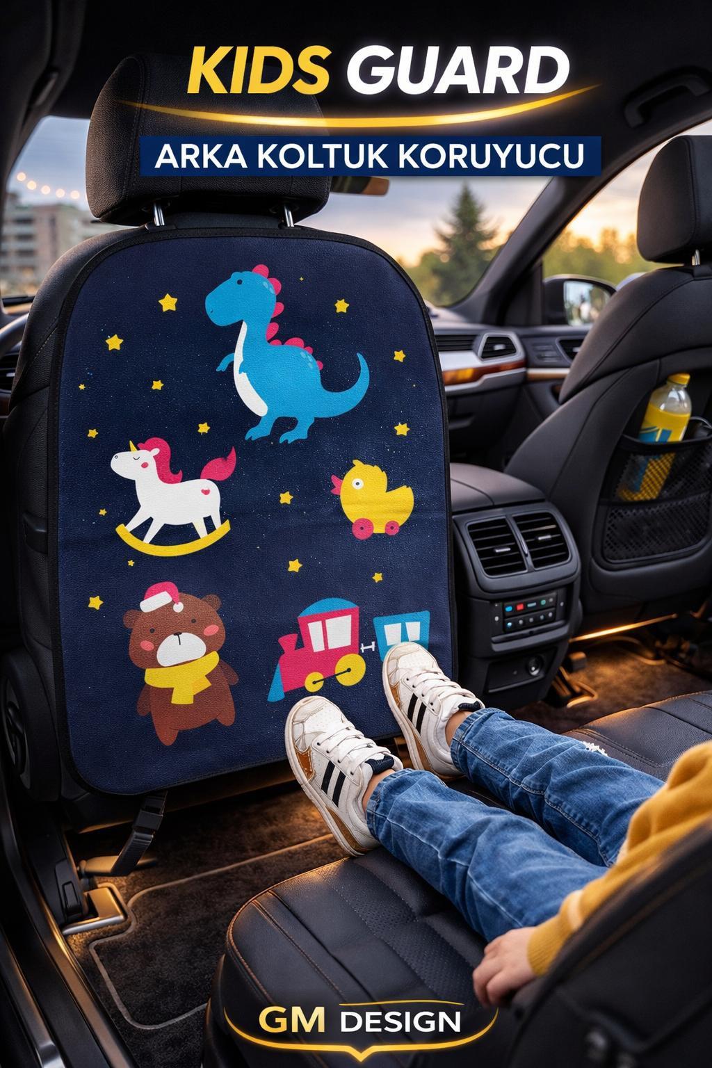 Kids Guard Eğlenceli Sevimli Hayvanlar Oto Koltuk Arkası Koruyucu – Su Geçirmez - Leke Tutmaz