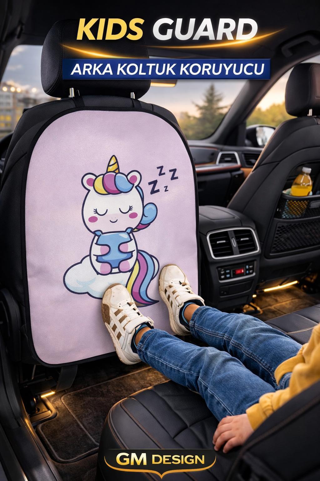 Kids Guard Eğlenceli Unicorn Serisi Oto Koltuk Arkası Koruyucu – Su Geçirmez - Leke Tutmaz