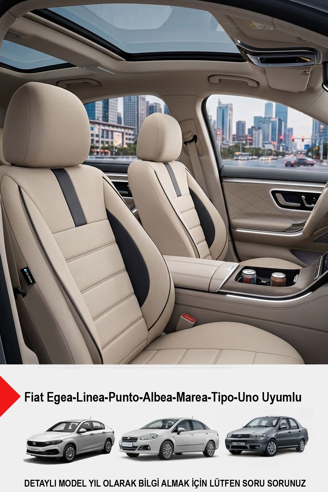 Oniks Bej Tay Tüyü Oto Koltuk Kılıfı (FİAT Egea-Linea-Punto-Albea-Marea-Tipo-Uno Uyumlu)