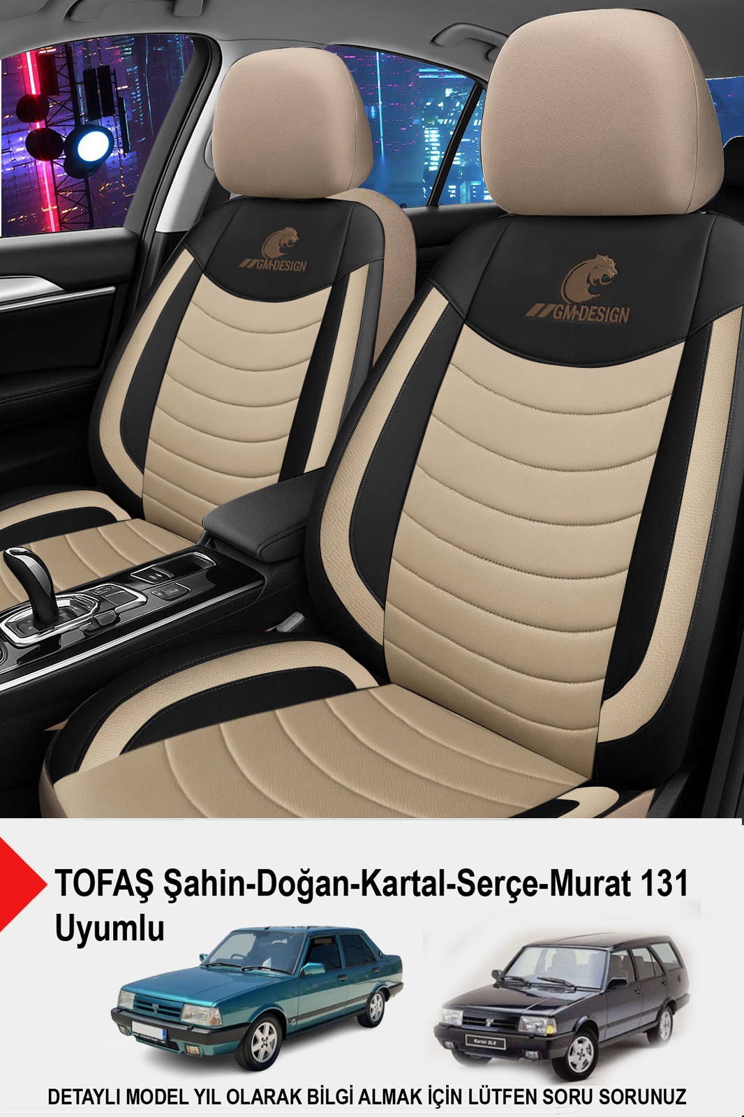 Panther Serisi Bej Keten Kumaş Oto Koltuk Kılıfı (Tofaş Kartal-Şahin-Doğan-Serçe-Tempra Ile Uyumlu)