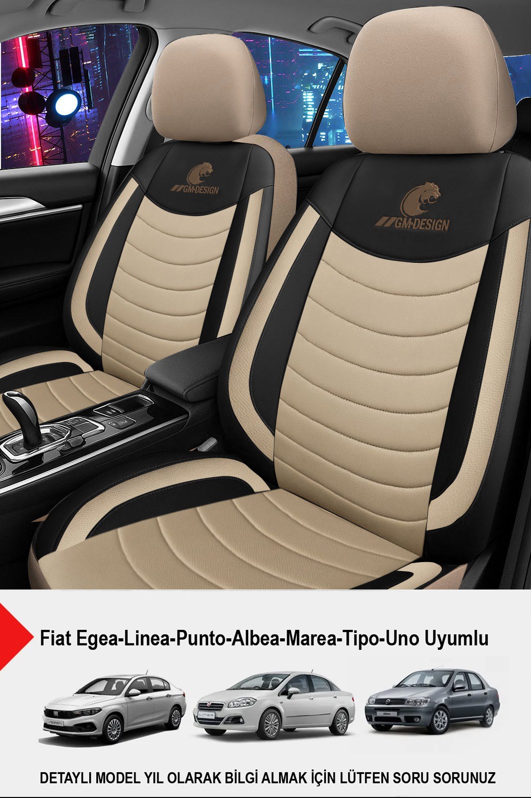 Panther Serisi Bej Keten Kumaş Oto Koltuk Kılıfı (Fiat Egea-Linea-Punto-Albea-Marea-Tipo-Uno Uyumlu)