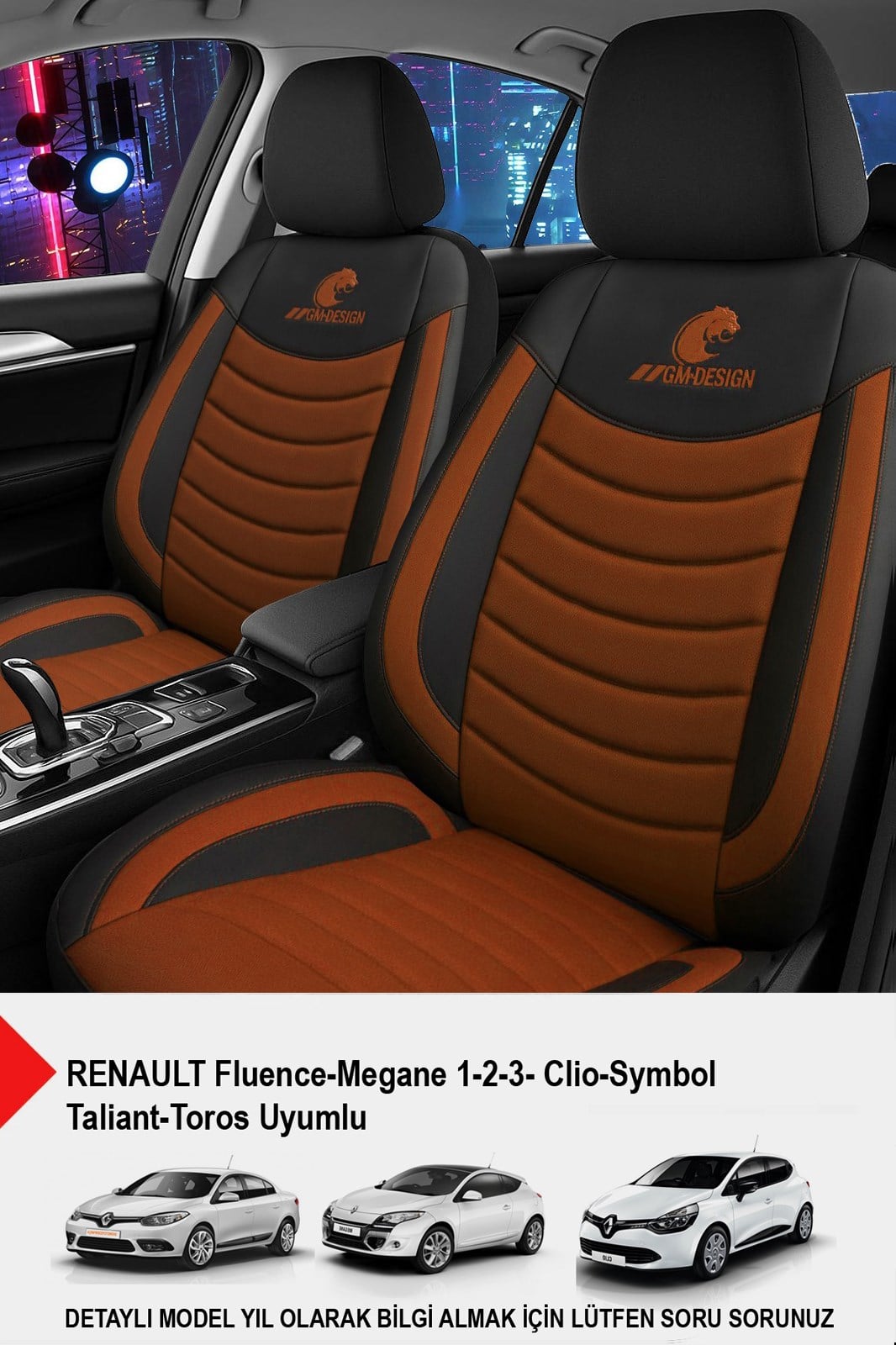 Panther Serisi Taba Keten Kumaş Oto Koltuk Kılıfı (Renault Fluence-Megan 1-2-3-Clio-Symbol-Toros Uyumlu)