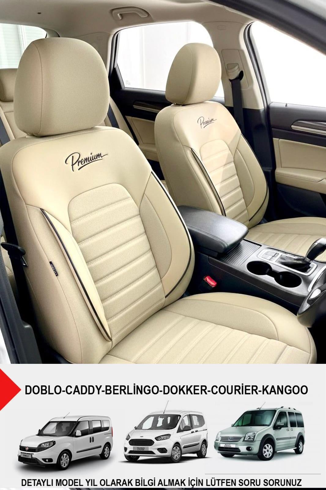 Premium Serisi Lüks Keten Bej Üniversal Ticari Oto Koltuk Kılıfı (DOBLO-CADDY-BERLİNGO-DOKKER-COURİER-KANGOO UYUMLU)