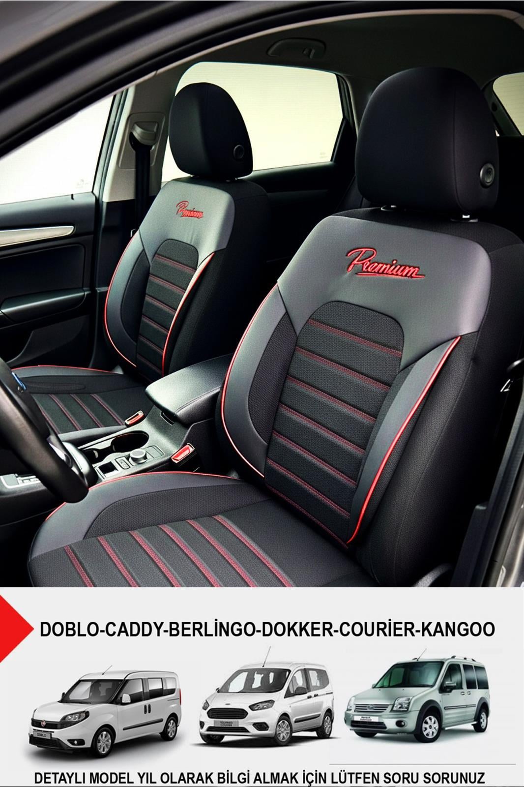 Premium Serisi Lüks Keten Siyah Üniversal Ticari Oto Koltuk Kılıfı (DOBLO-CADDY-BERLİNGO-DOKKER-COURİER-KANGOO UYUMLU)