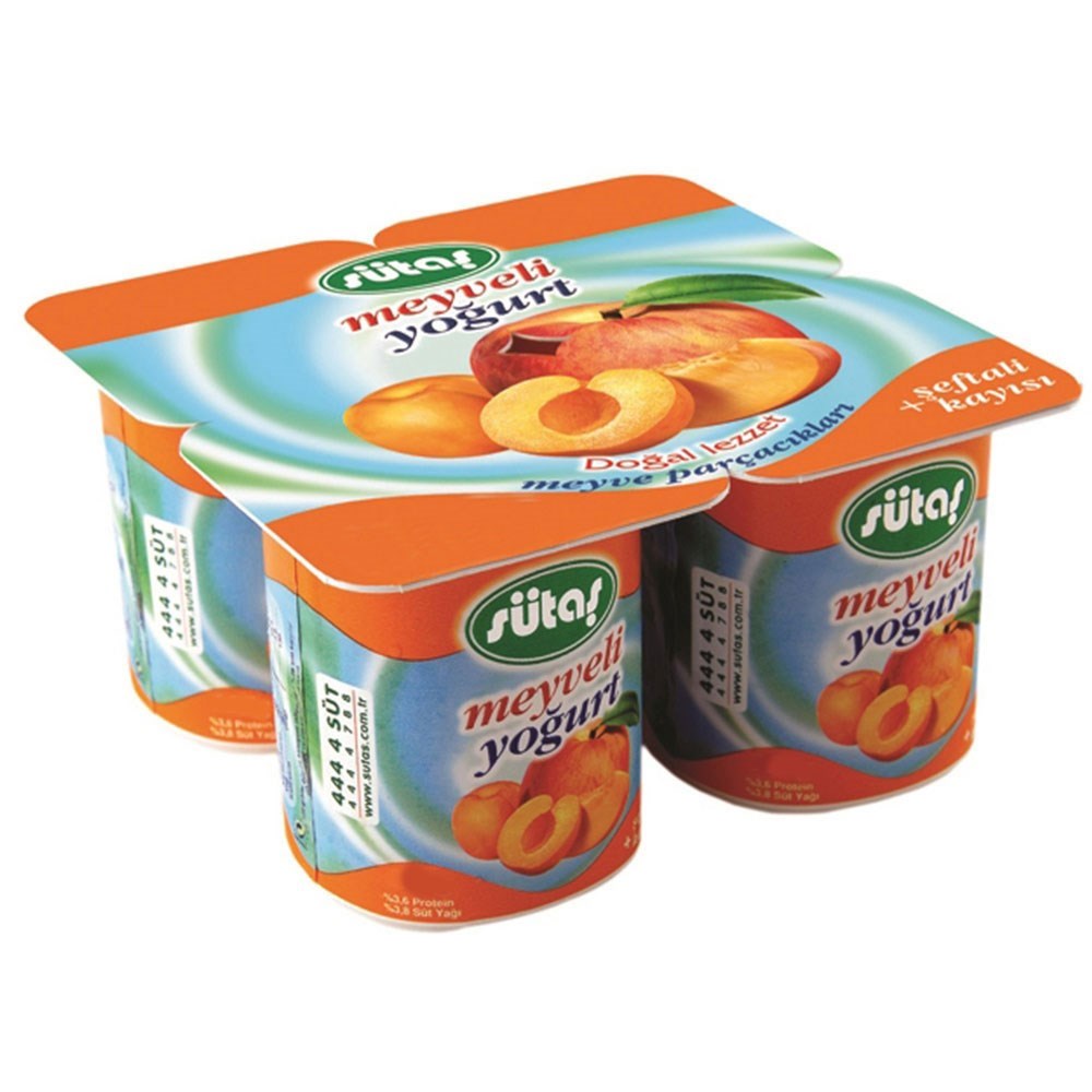 Sütaş Meyveli Yoğurt Şeftali Kayısı 4x115 gr