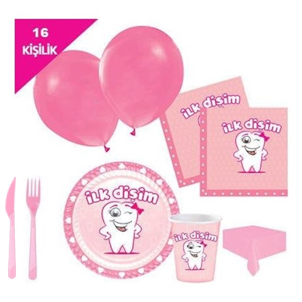 KBK Market 16 Kişilik Pembe İlk Dişim Çıktı Set