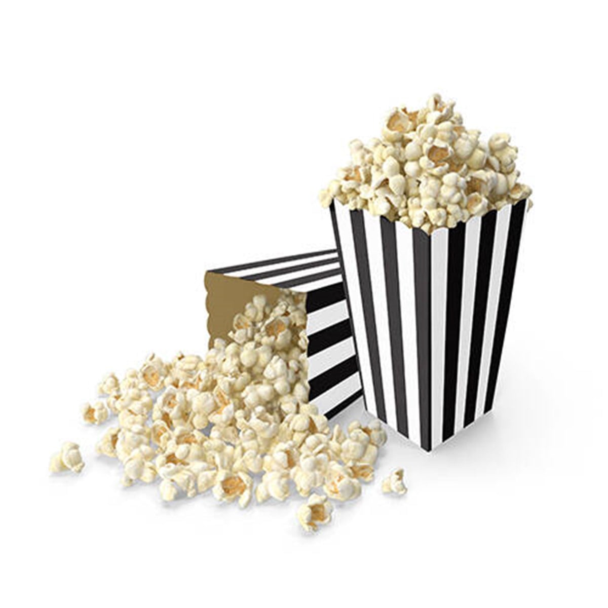 KBK Market 8'li Çizgili Mısır Kutusu- Popcorn Kutusu Siyah