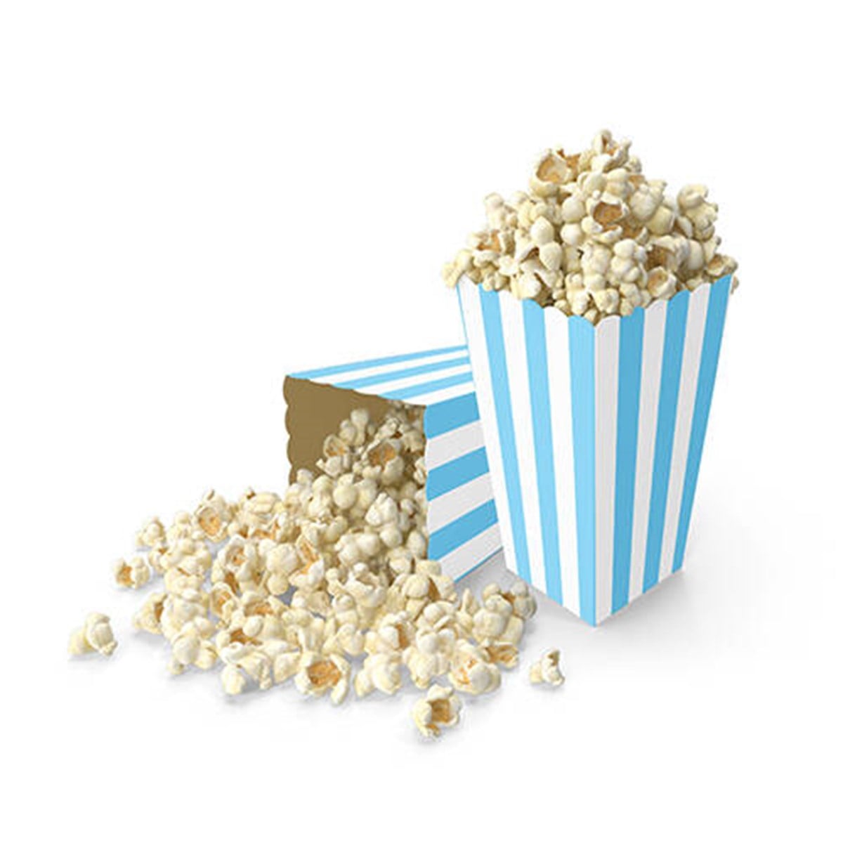 KBK Market 8'li Çizgili Mısır Kutusu- Popcorn Kutusu Mavi