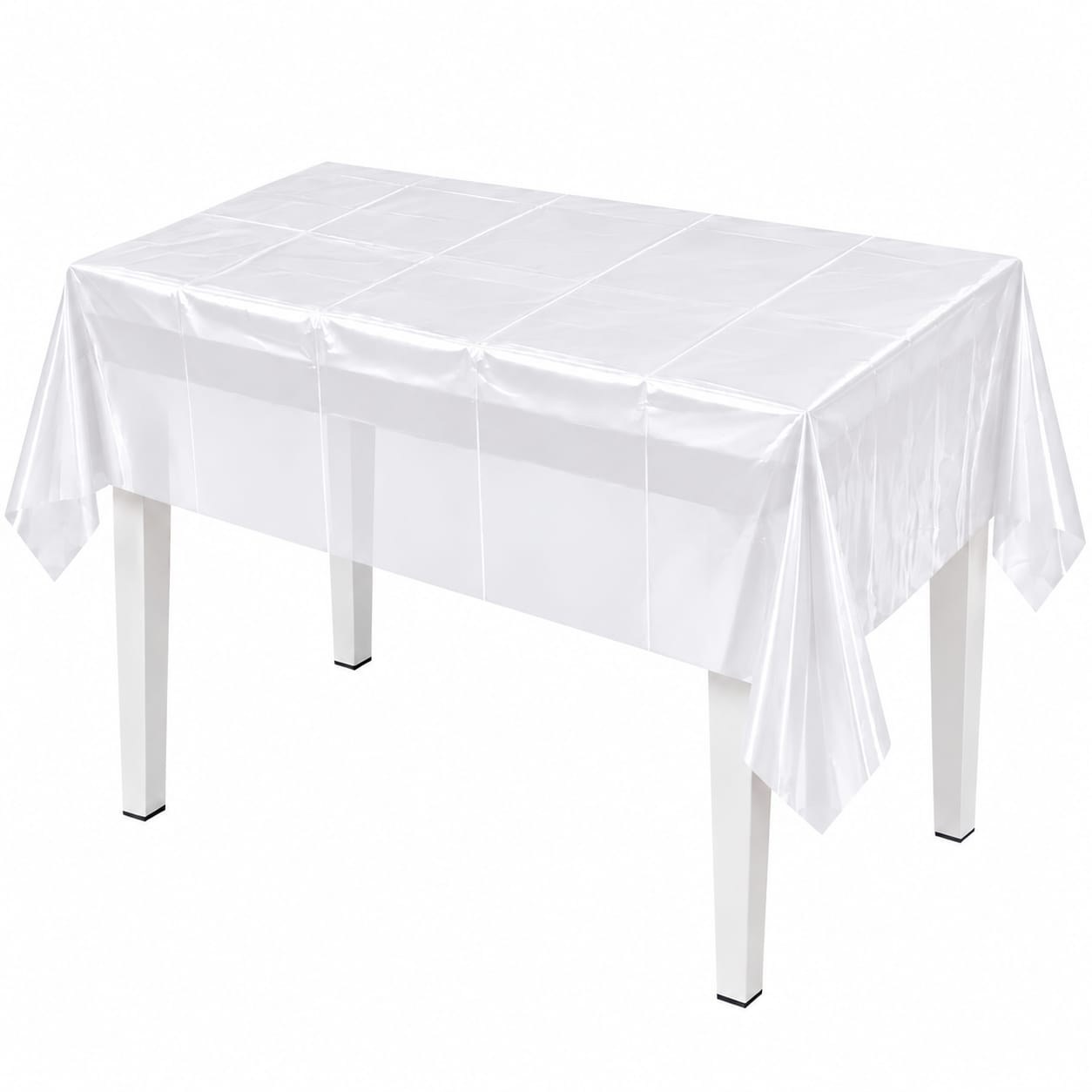 KBK Market Beyaz Tek Kullanımlık Plastik Masa Örtüsü 120x180 cm