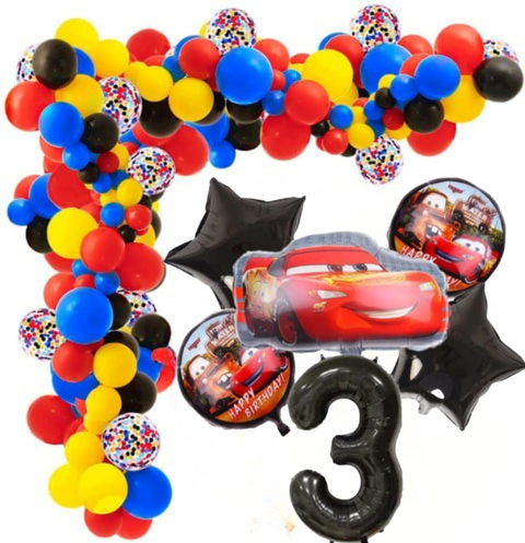 KBK Market Cars Doğum Folyo Balon ve Zincir Balon Seti  Günü Seti 1