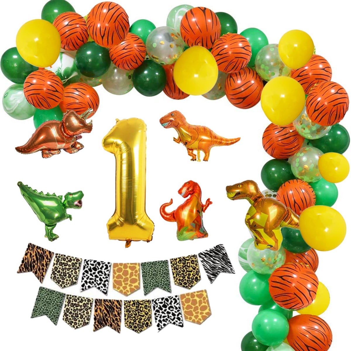KBK Market Dinazor Temalı Balon Zinciri ve Folyo Balon Seti