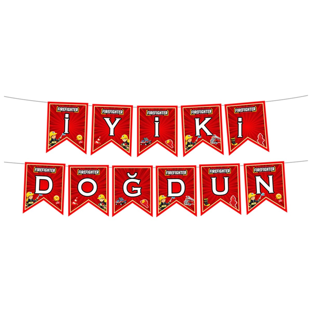 KBK Market Firefighters - İtfaiye İyiki Doğdun Zigzag Banner
