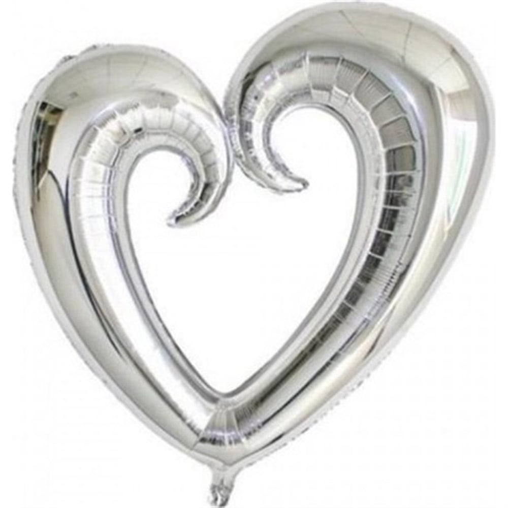 KBK Market Folyo İçi Boş Kalp Balon 90 CM Gümüş