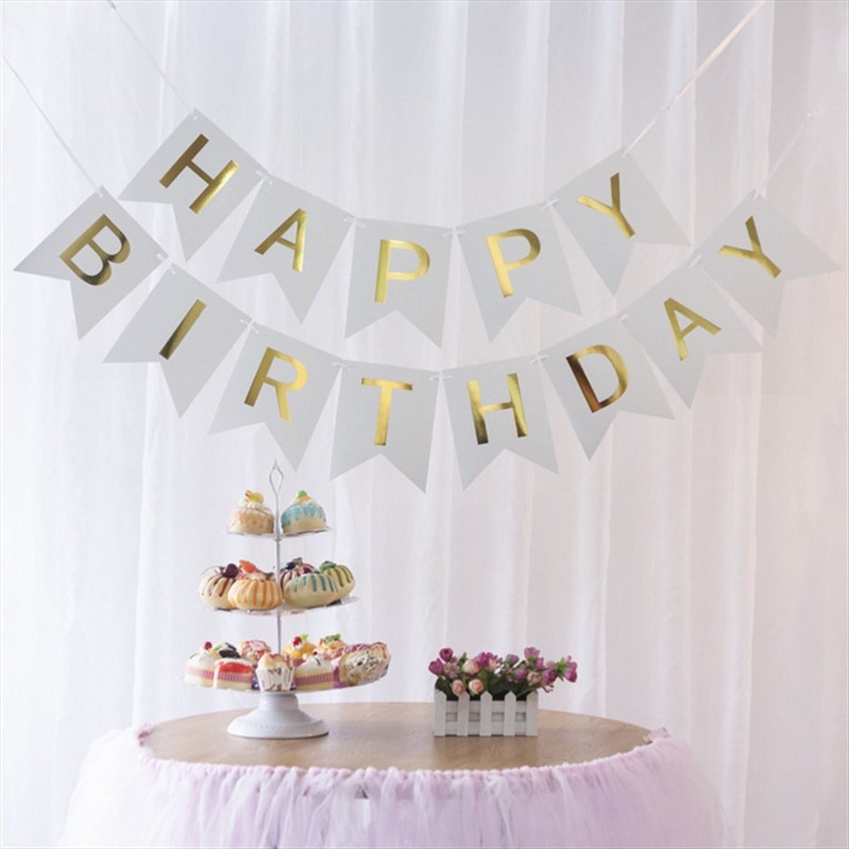 KBK Market Happy Birthday Banner Altın