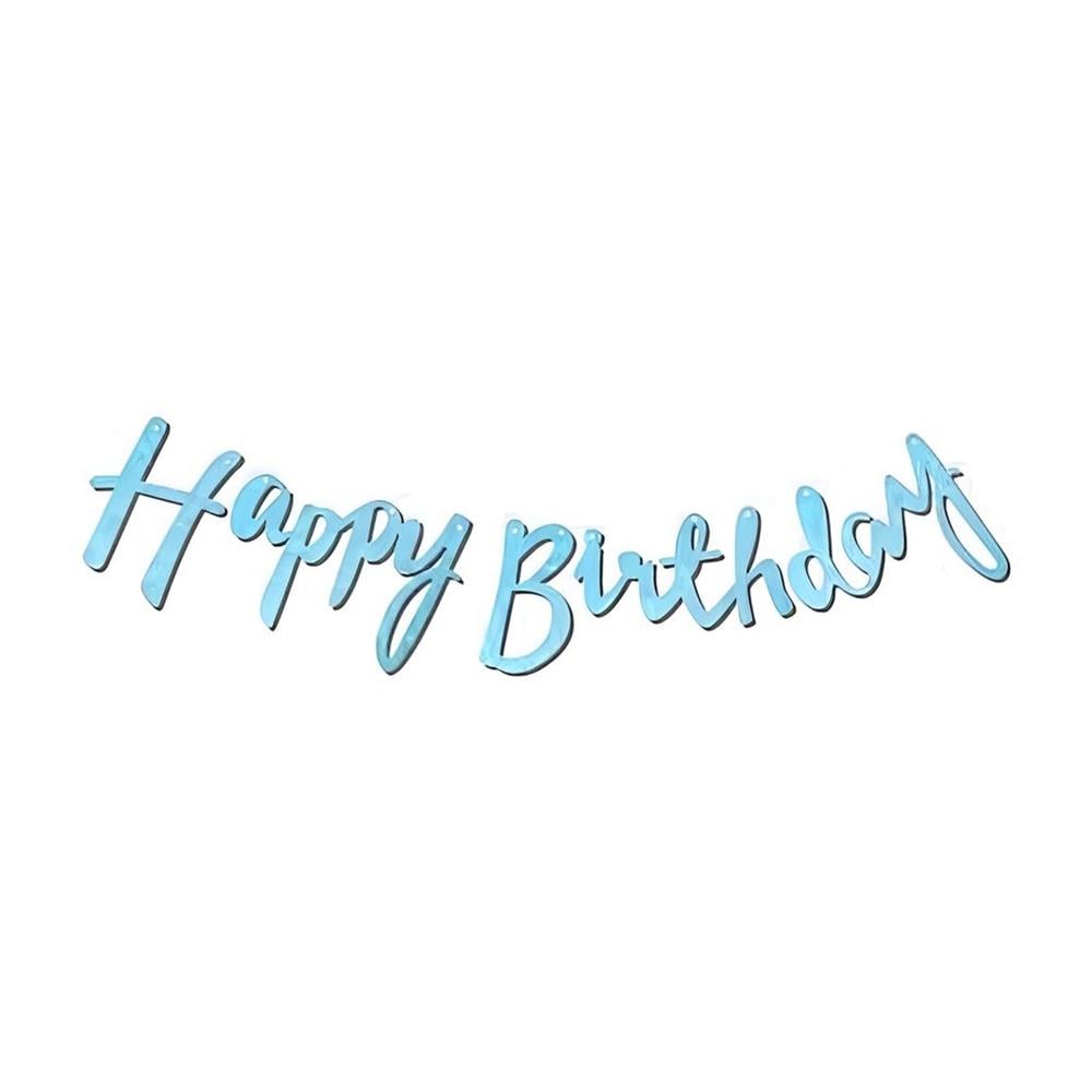 KBK Market Happy Birthday Banner Mavi Kaligrafi