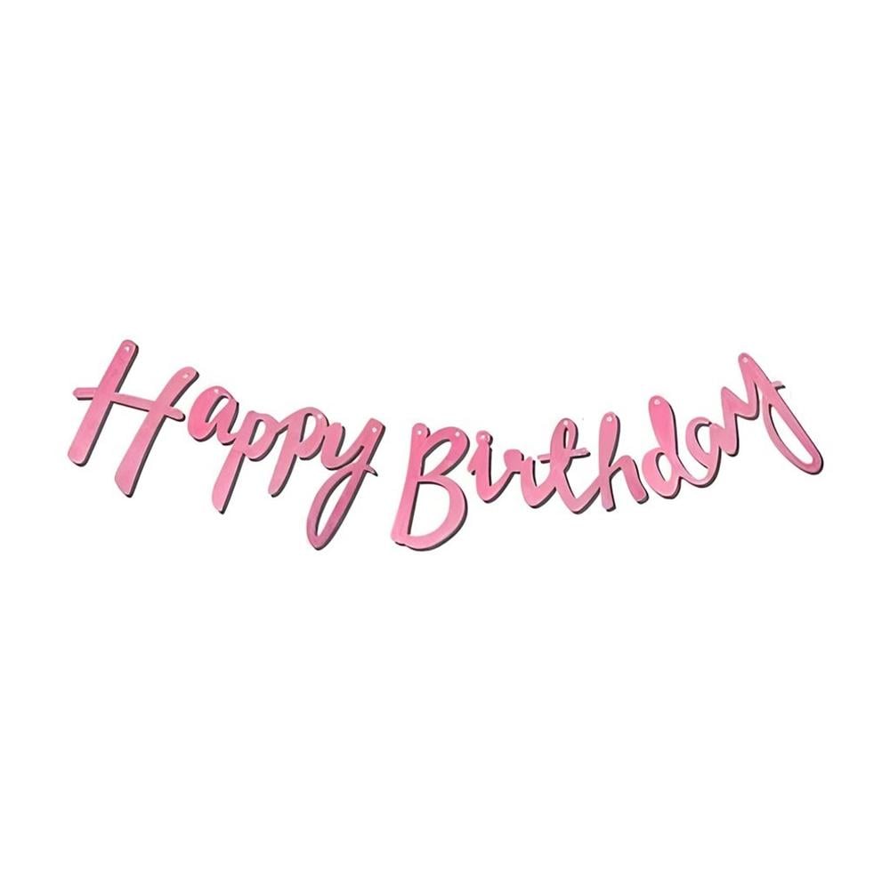 KBK Market Happy Birthday Banner Pembe Kaligrafi