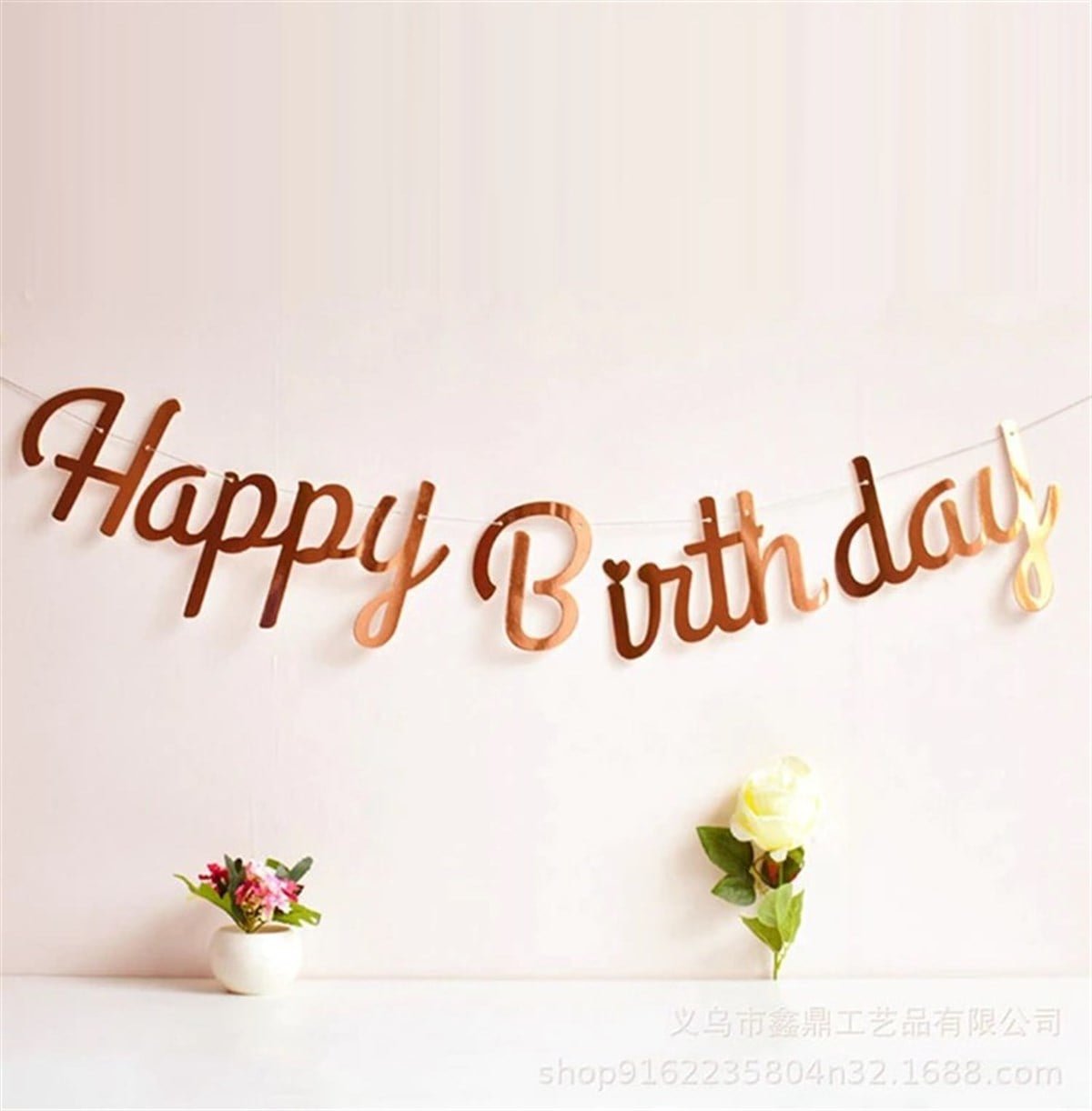 KBK Market Happy Birthday Banner Rosegold Kaligrafi