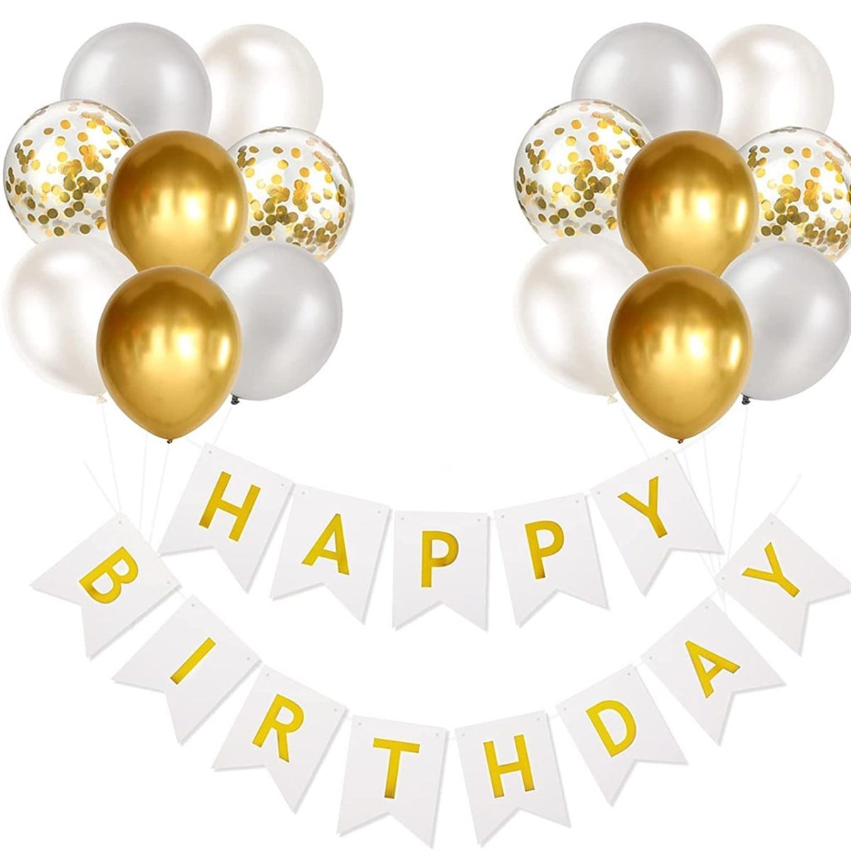KBK Market Happy Birthday Banner Set Beyaz